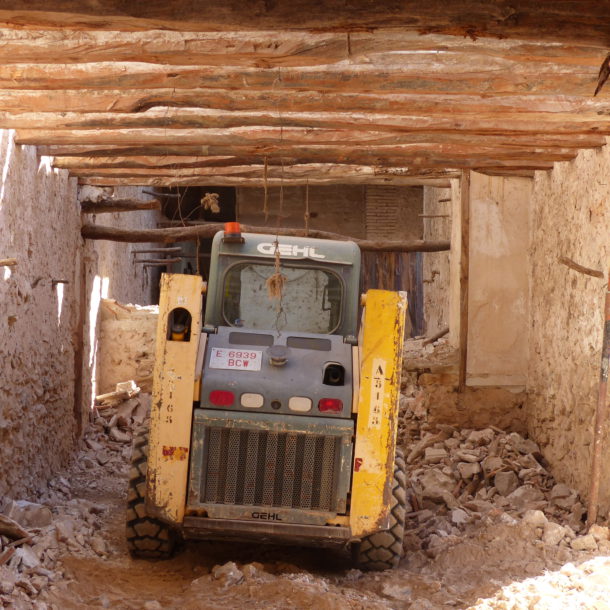 There is a digger in a guest bedroom