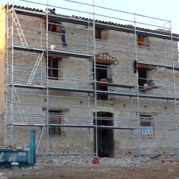 The beautiful stonework as revealed after repointing. You can also see the new lintels in the first floor windows.